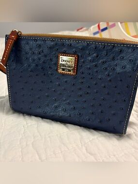 Dooney & Bourke Blue Ostrich Embossed Leather Crossbody Bag